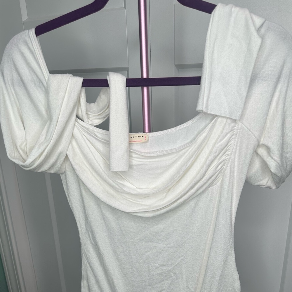 Free People Movement Streamline Med white bodysuit wrapover gathered detailing - Picture 5 of 6